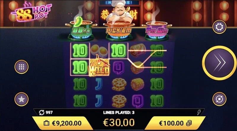 88 Hot Pot - ganancia con Wild en el cuarto carrete